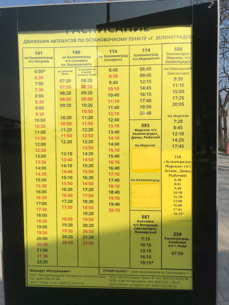Автобусы калининград пионерский