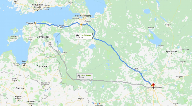 Таллин калининград расстояние